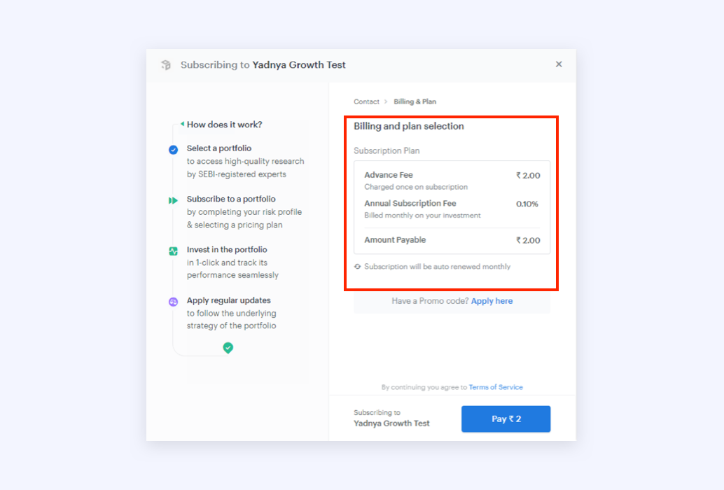 Fill up Billing Information